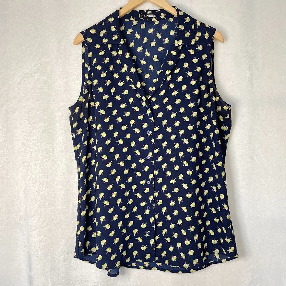 Express Lemon Print Sleeveless Top